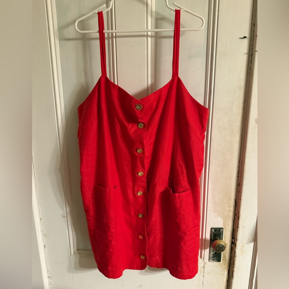 J. Crew Red Linen Shift Dress 2X